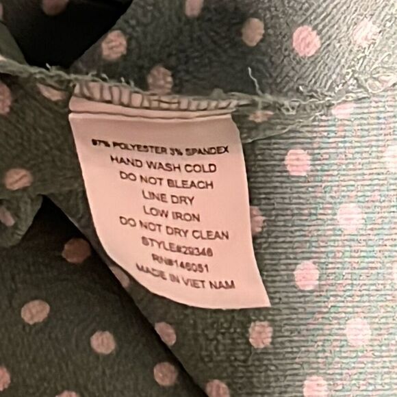 Monteau Green Polka Dot Blouse Size L - Picture 6 of 7